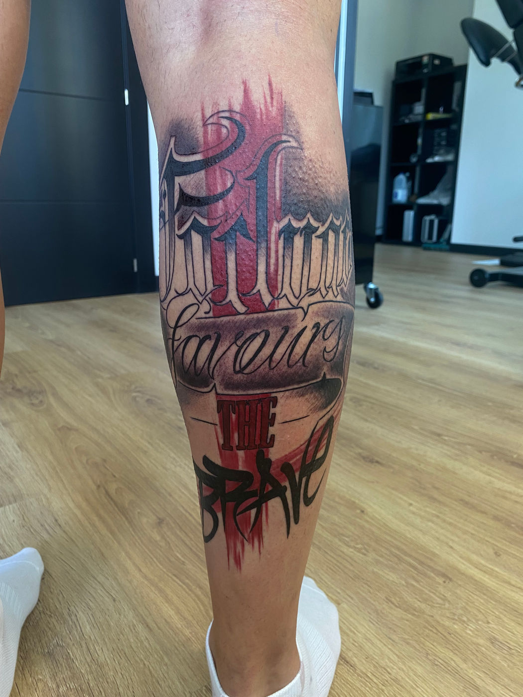 Fortune favours the brave lettering tattoo
